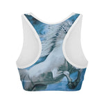 White Horse Painting Print Women's Sports Bra