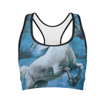 White Horse Painting Print Women's Sports Bra