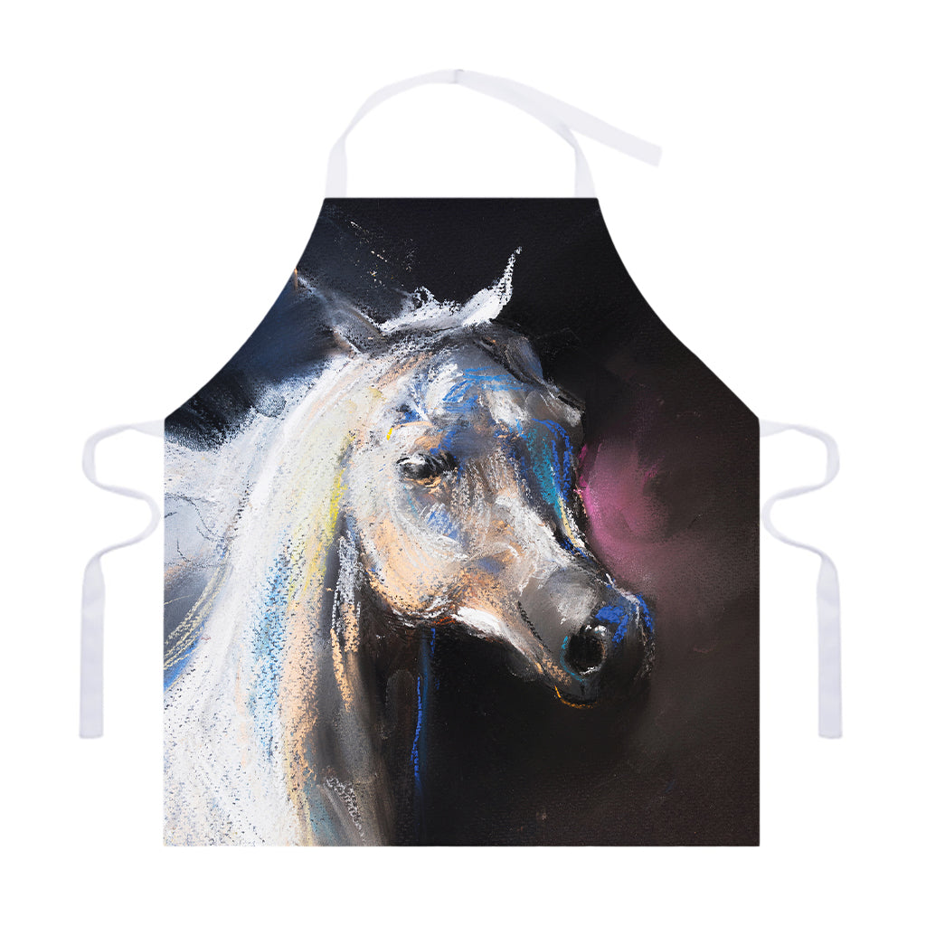 White Horse Portrait Print Adjustable Apron