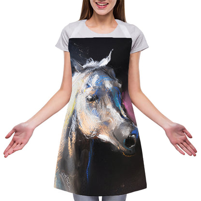 White Horse Portrait Print Adjustable Apron