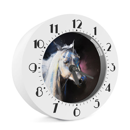 White Horse Portrait Print Alarm Clock