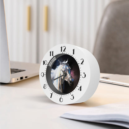 White Horse Portrait Print Alarm Clock