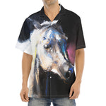 White Horse Portrait Print Aloha Shirt
