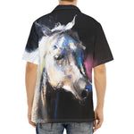 White Horse Portrait Print Aloha Shirt