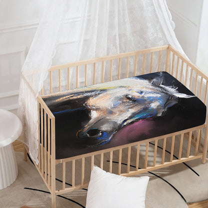 White Horse Portrait Print Baby Crib Sheet