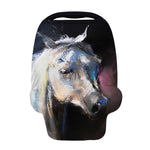White Horse Portrait Print Baby Seat Cover