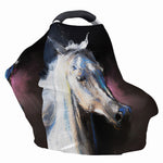 White Horse Portrait Print Baby Seat Cover