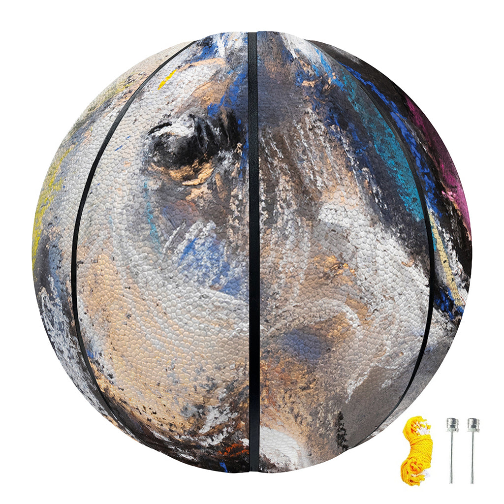 White Horse Portrait Print Basketball