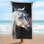 White Horse Portrait Print Beach Towel