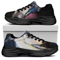 White Horse Portrait Print Black Chunky Shoes
