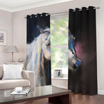 White Horse Portrait Print Blackout Grommet Curtains