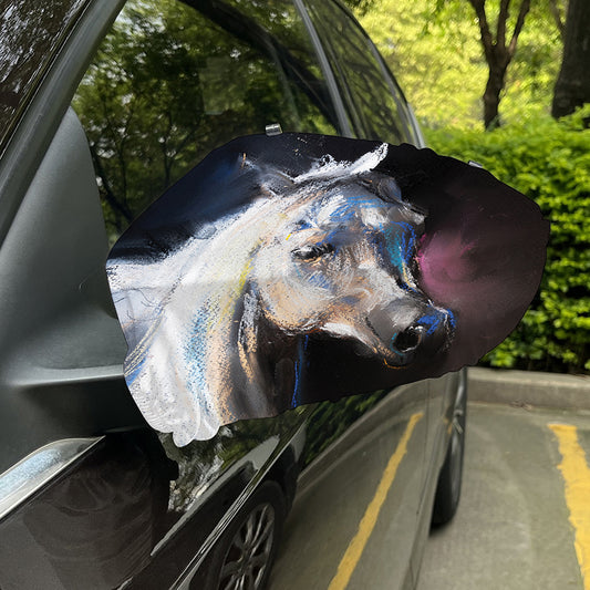 White Horse Portrait Print Car Side Mirror Covers