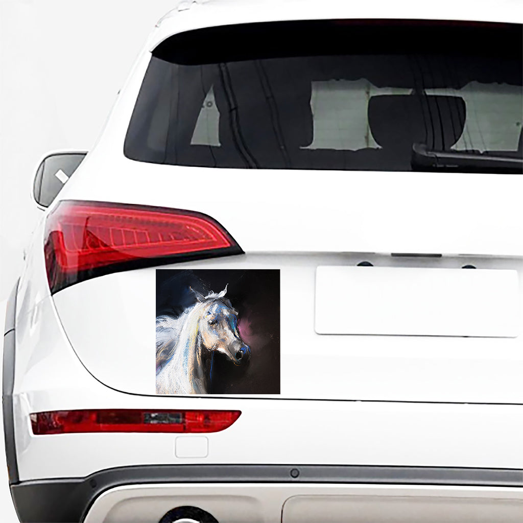 White Horse Portrait Print Car Sticker