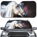 White Horse Portrait Print Car Windshield Sun Shade