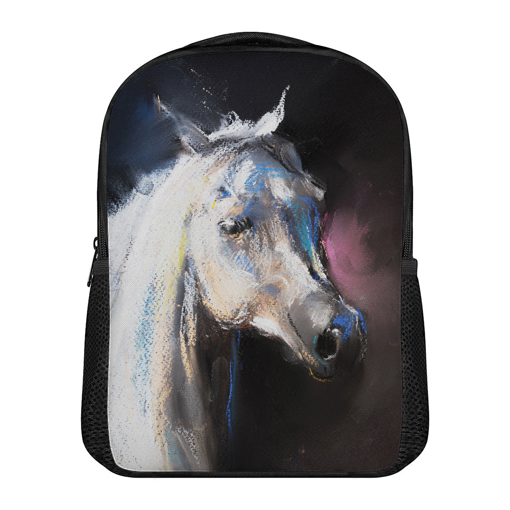 White Horse Portrait Print Casual Backpack