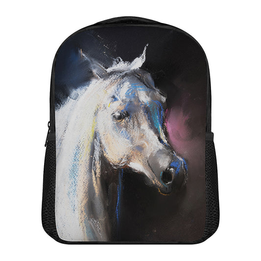 White Horse Portrait Print Casual Backpack