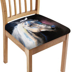 White Horse Portrait Print Chair Cushion Cover