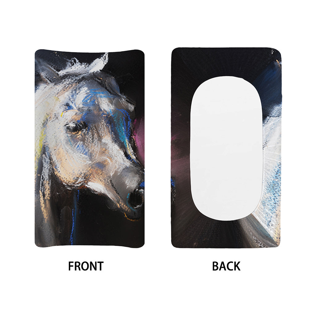 White Horse Portrait Print Changing Pad Cover