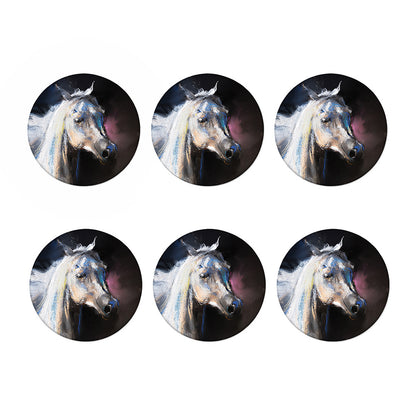 White Horse Portrait Print Coaster Set
