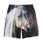 White Horse Portrait Print Cotton Shorts