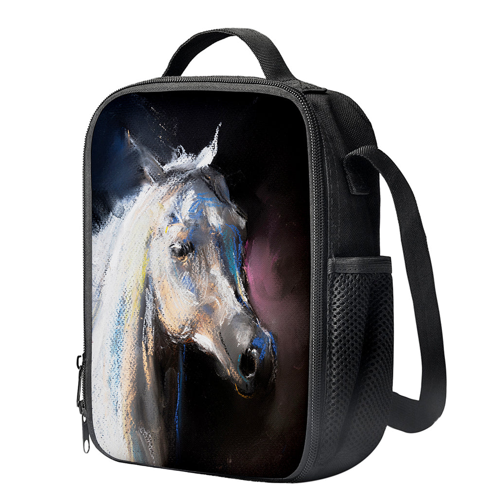 White Horse Portrait Print Crossbody Lunch Bag