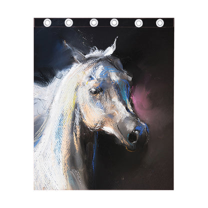 White Horse Portrait Print Curtain