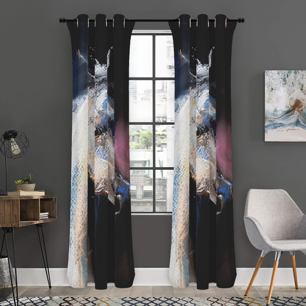 White Horse Portrait Print Curtain