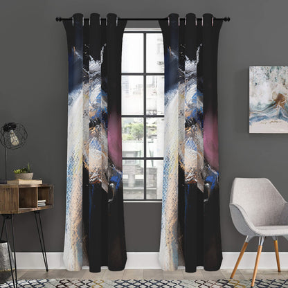 White Horse Portrait Print Curtain