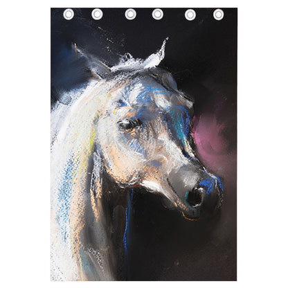 White Horse Portrait Print Curtain
