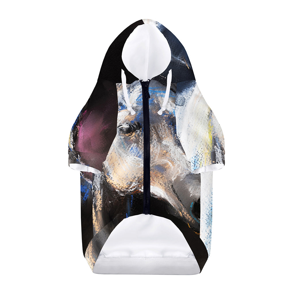 White Horse Portrait Print Dog Zip Up Hoodie