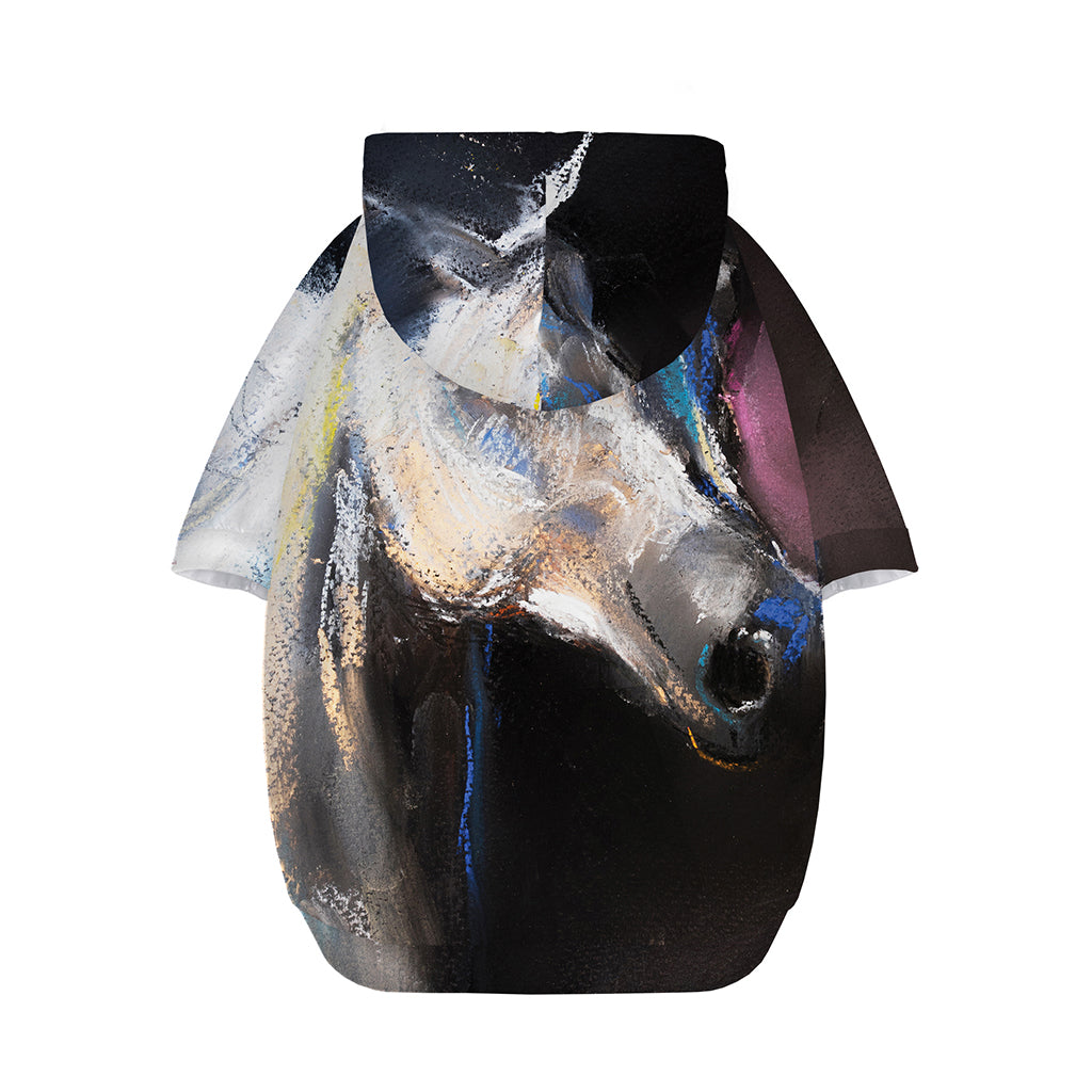 White Horse Portrait Print Dog Zip Up Hoodie