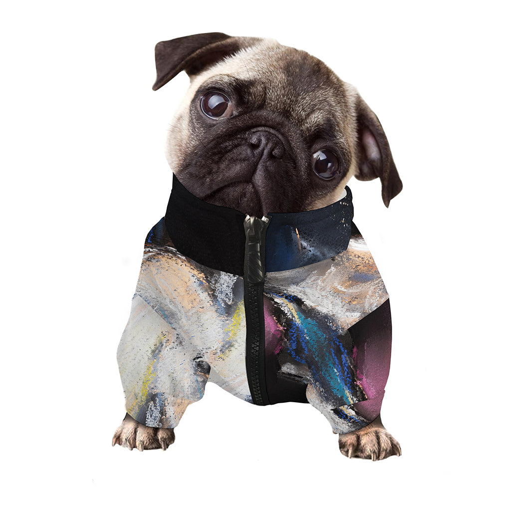 White Horse Portrait Print Dog Zip Up Jacket