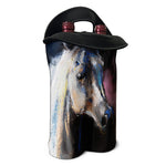 White Horse Portrait Print Double Neoprene Wine Tote