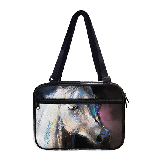 White Horse Portrait Print Double Strap Bible Bag