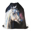 White Horse Portrait Print Drawstring Bag