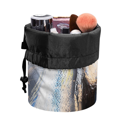 White Horse Portrait Print Drawstring Makeup Bag
