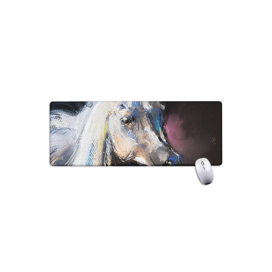 White Horse Portrait Print Extended Mouse Pad