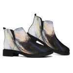 White Horse Portrait Print Flat Ankle Boots