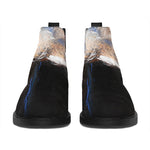 White Horse Portrait Print Flat Ankle Boots