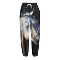 White Horse Portrait Print Fleece Lined Knit Pants