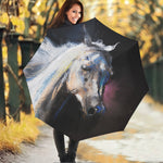 White Horse Portrait Print Foldable Umbrella