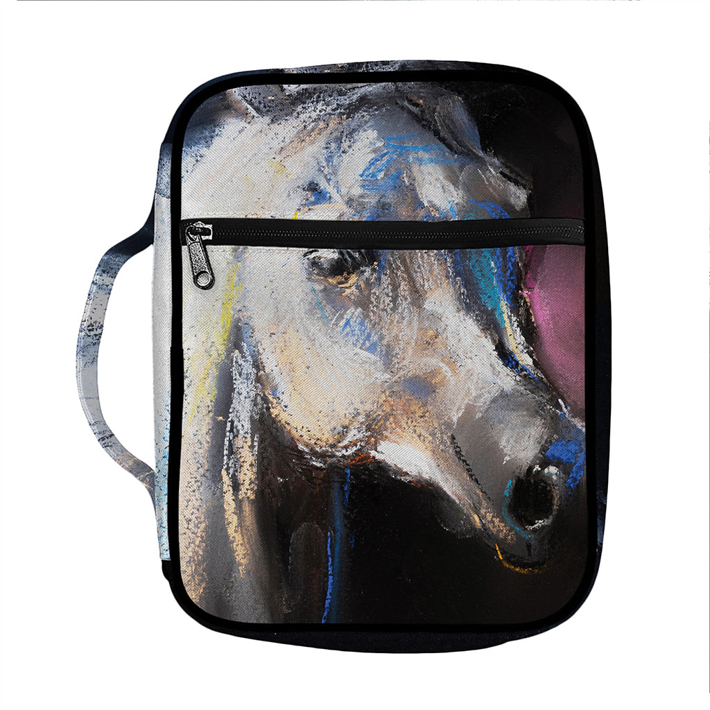 White Horse Portrait Print Front Pocket Bible Bag