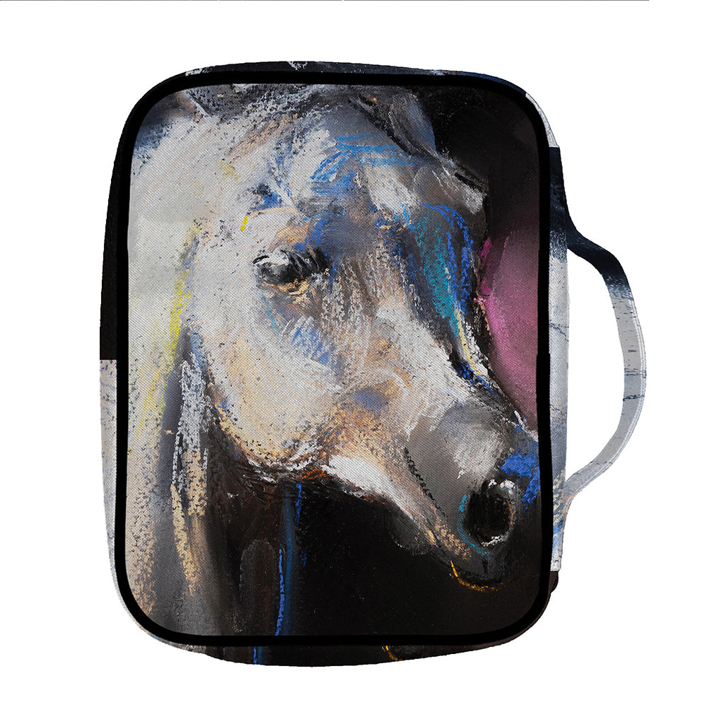 White Horse Portrait Print Front Pocket Bible Bag