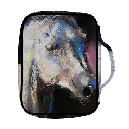 White Horse Portrait Print Front Pocket Bible Bag