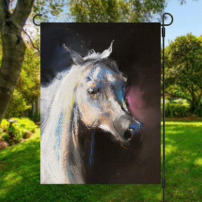 White Horse Portrait Print Garden Flag