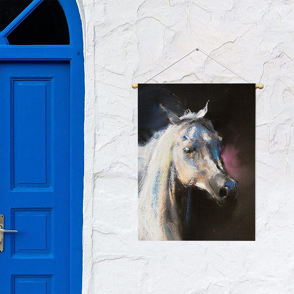 White Horse Portrait Print Garden Flag