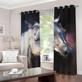 White Horse Portrait Print Grommet Curtains