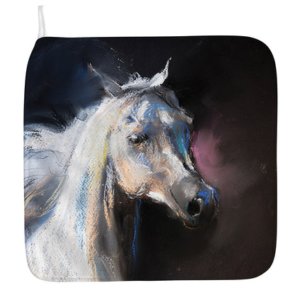 White Horse Portrait Print Hand Towel