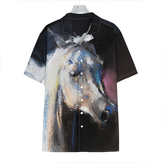 White Horse Portrait Print Hawaiian Shirt