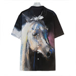 White Horse Portrait Print Hawaiian Shirt